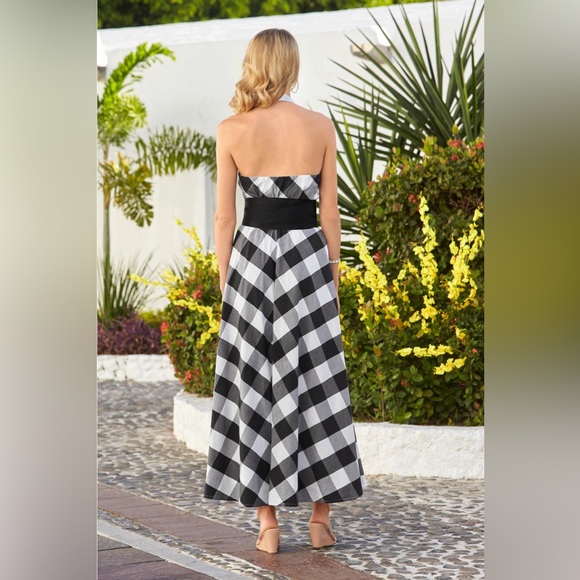 Boston Proper NWOT Gingham wrap belt maxi dress sz Small - Picture 3 of 9